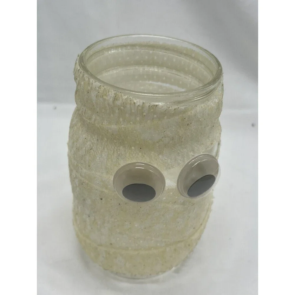 Halloween Mummy Luminaire Handmade Decorations Glass 6” Candle Not Included.